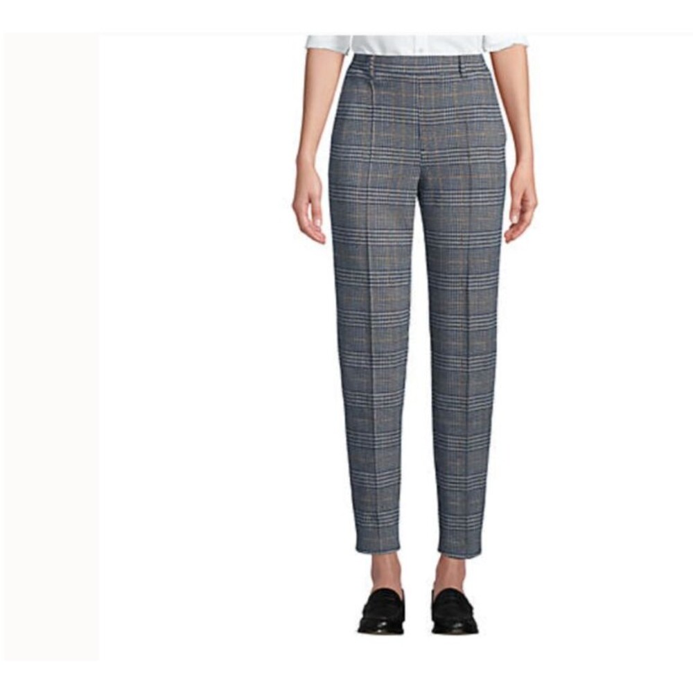 Lands End pants xl p Pxl xlp black Glen Plaid Sport Knit elastic waist 14 16 new